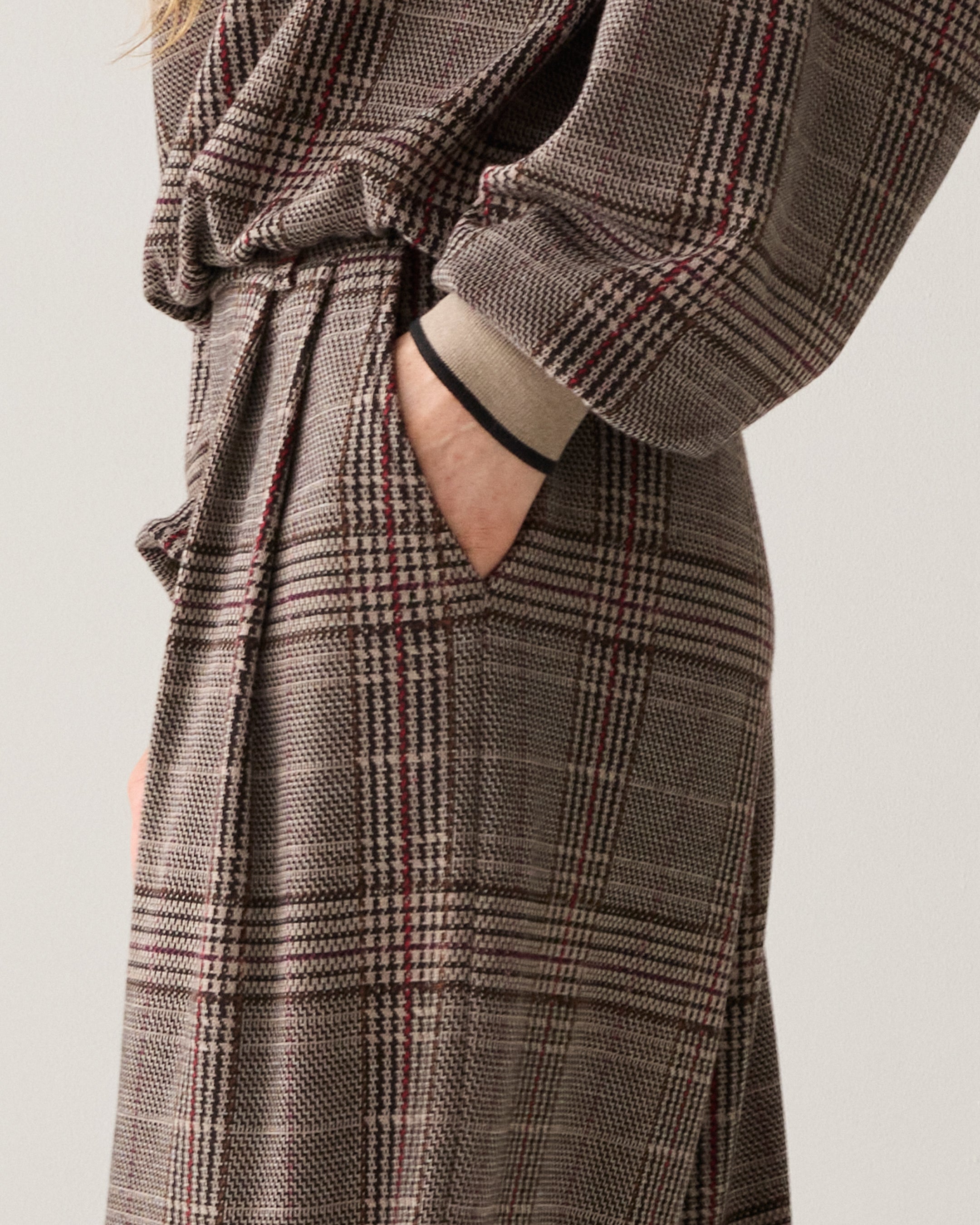 Wijde broek check jacquard