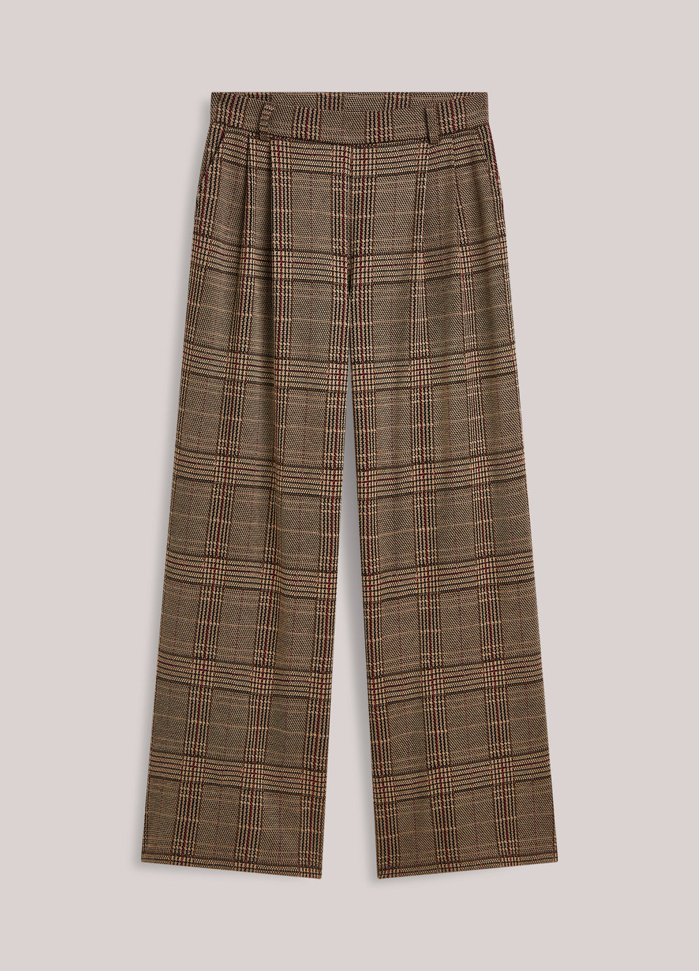 Wijde broek check jacquard