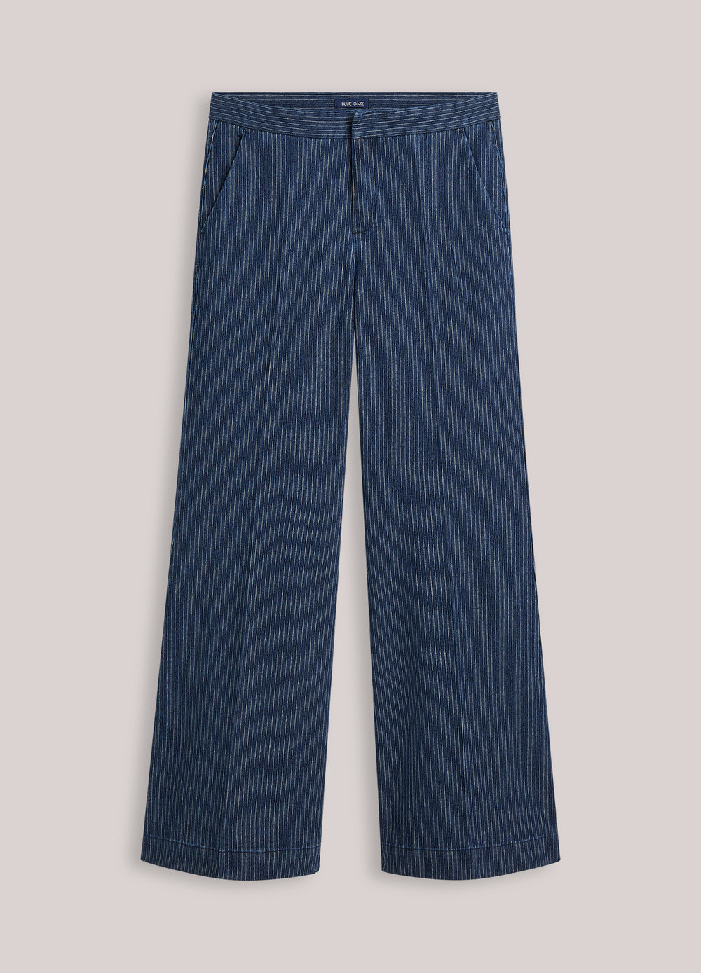 Superflared denim met pinstripe
