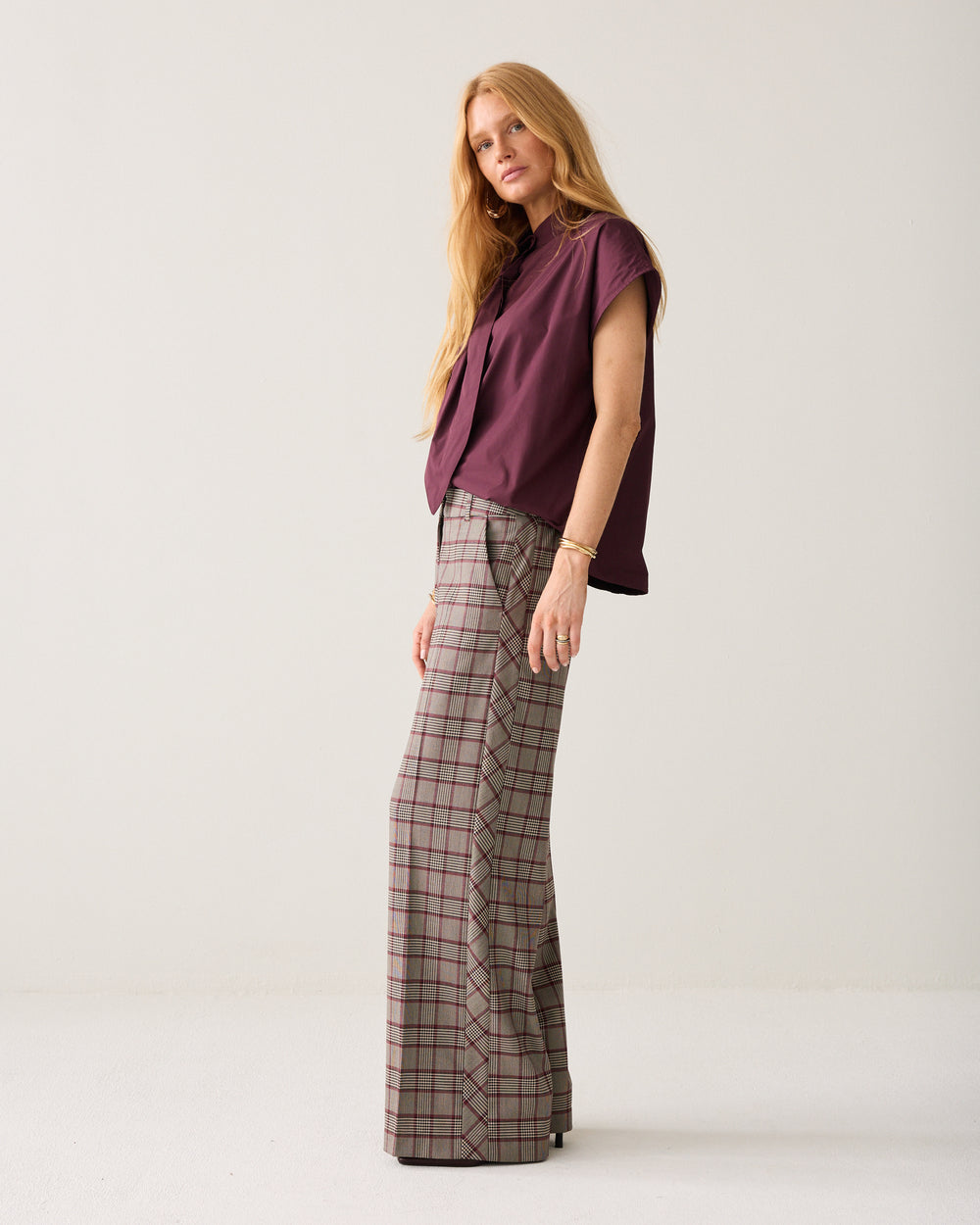 Geruite broek met bies