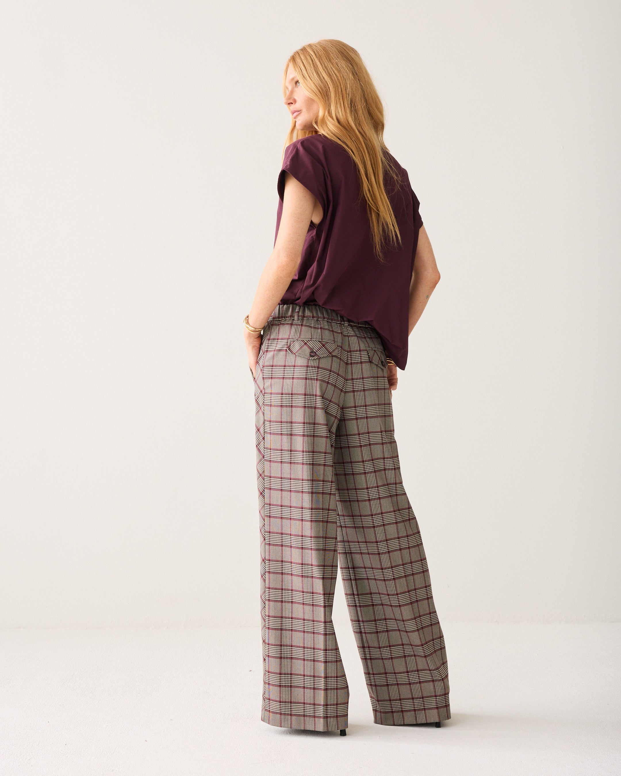Geruite broek met bies