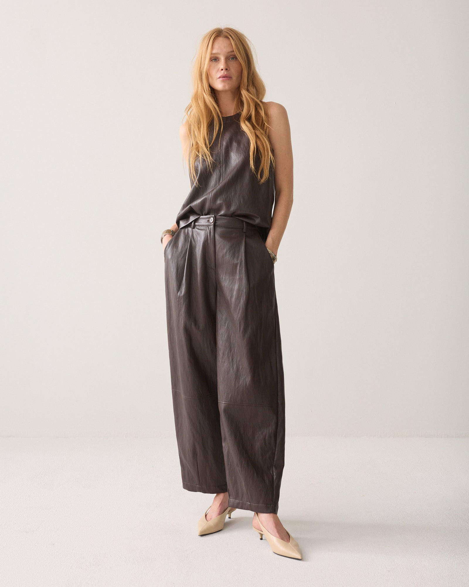 Wijde broek faux leather