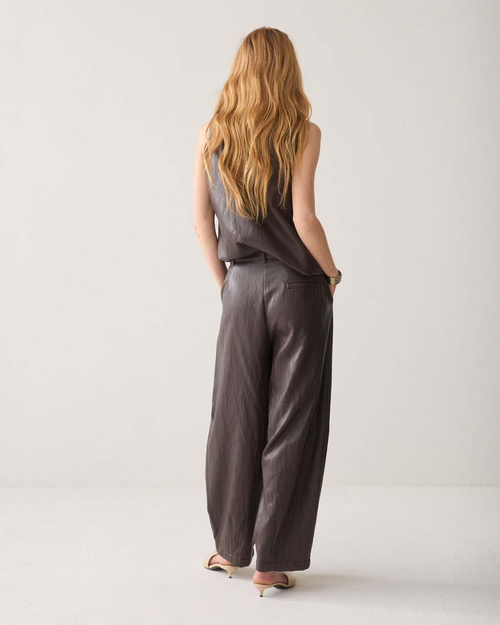 Wijde broek faux leather