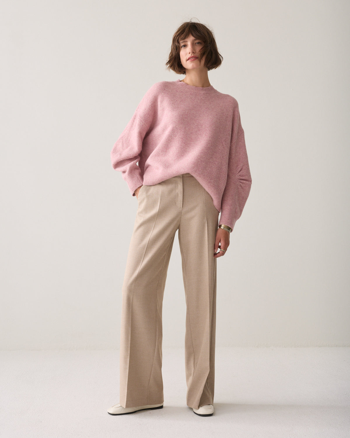 Pantalon large en mélange