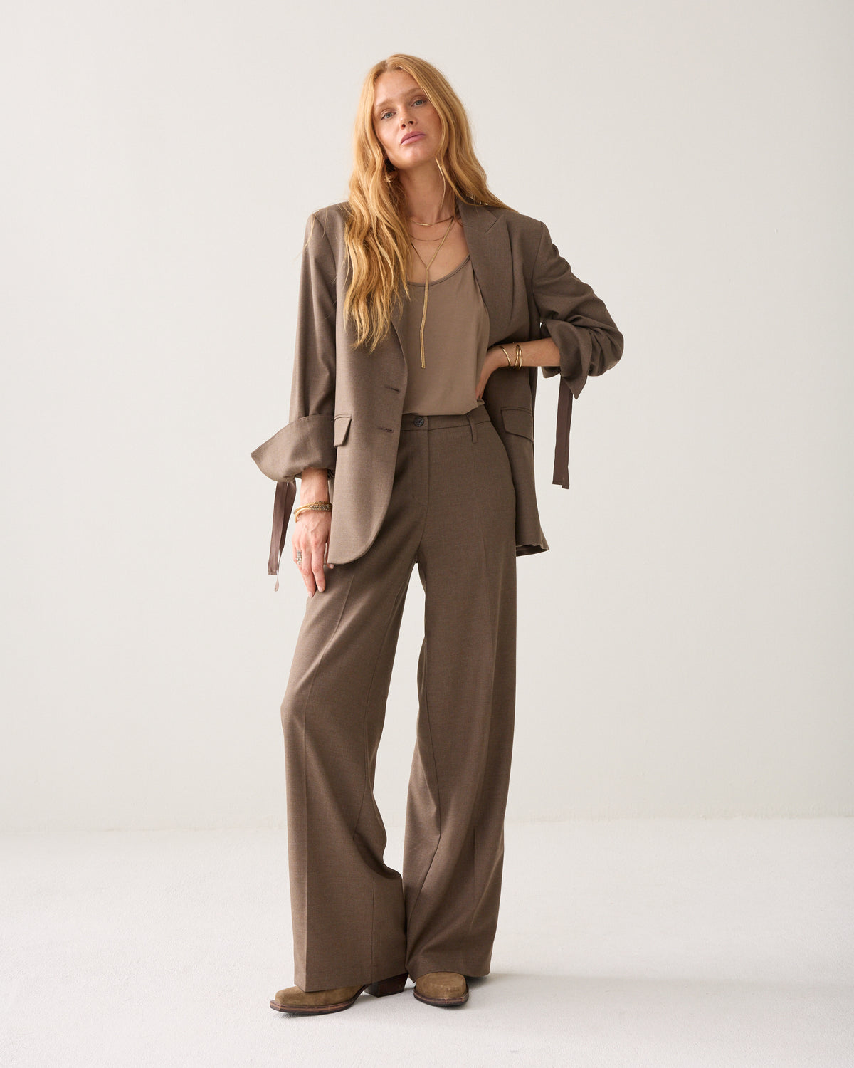 Pantalon large en mélange