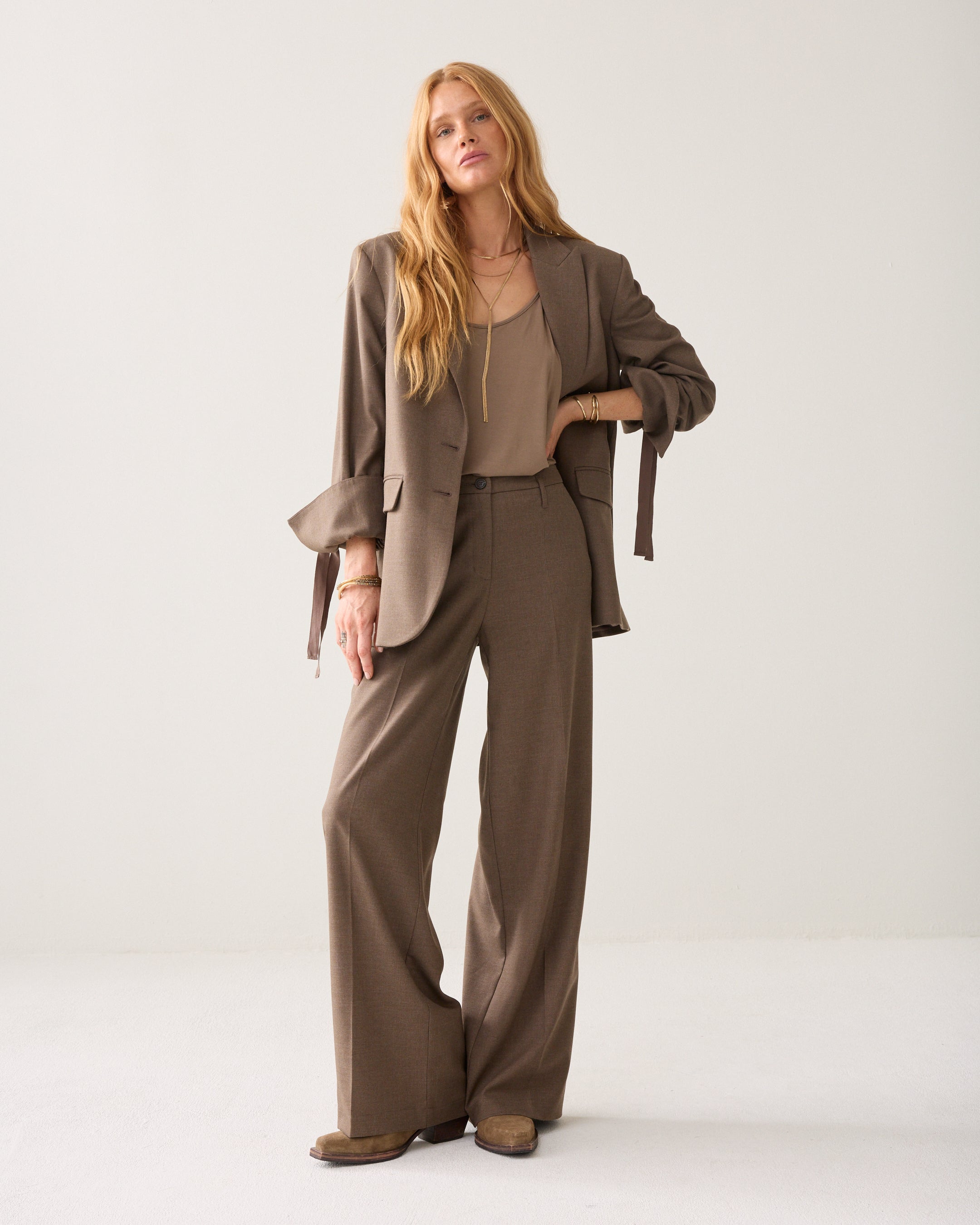 Pantalon large en mélange