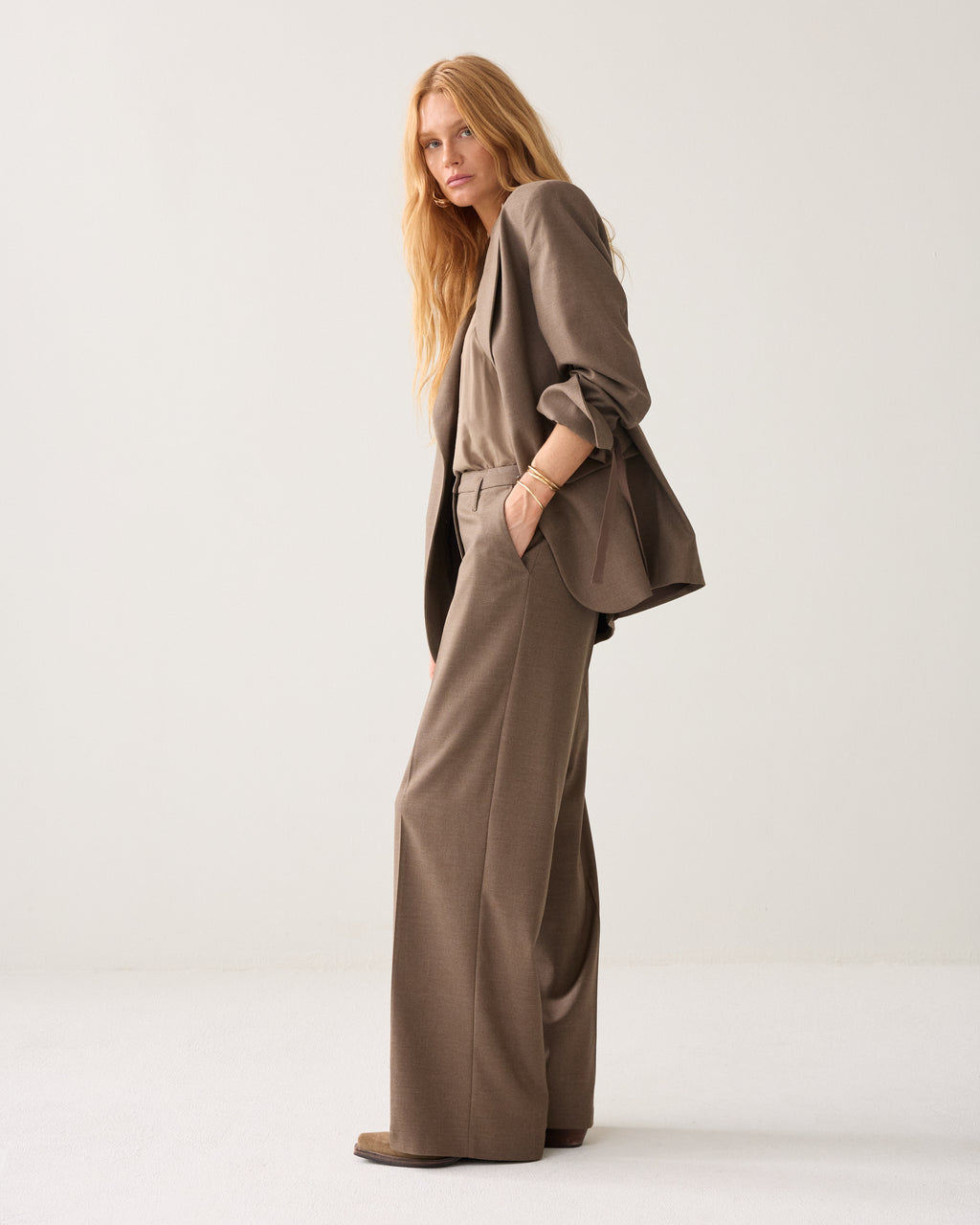 Pantalon large en mélange