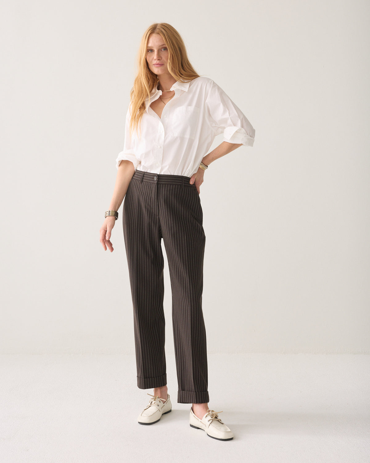 Gestreepte broek slim fit