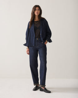 Barrel-fit leopard-print jeans