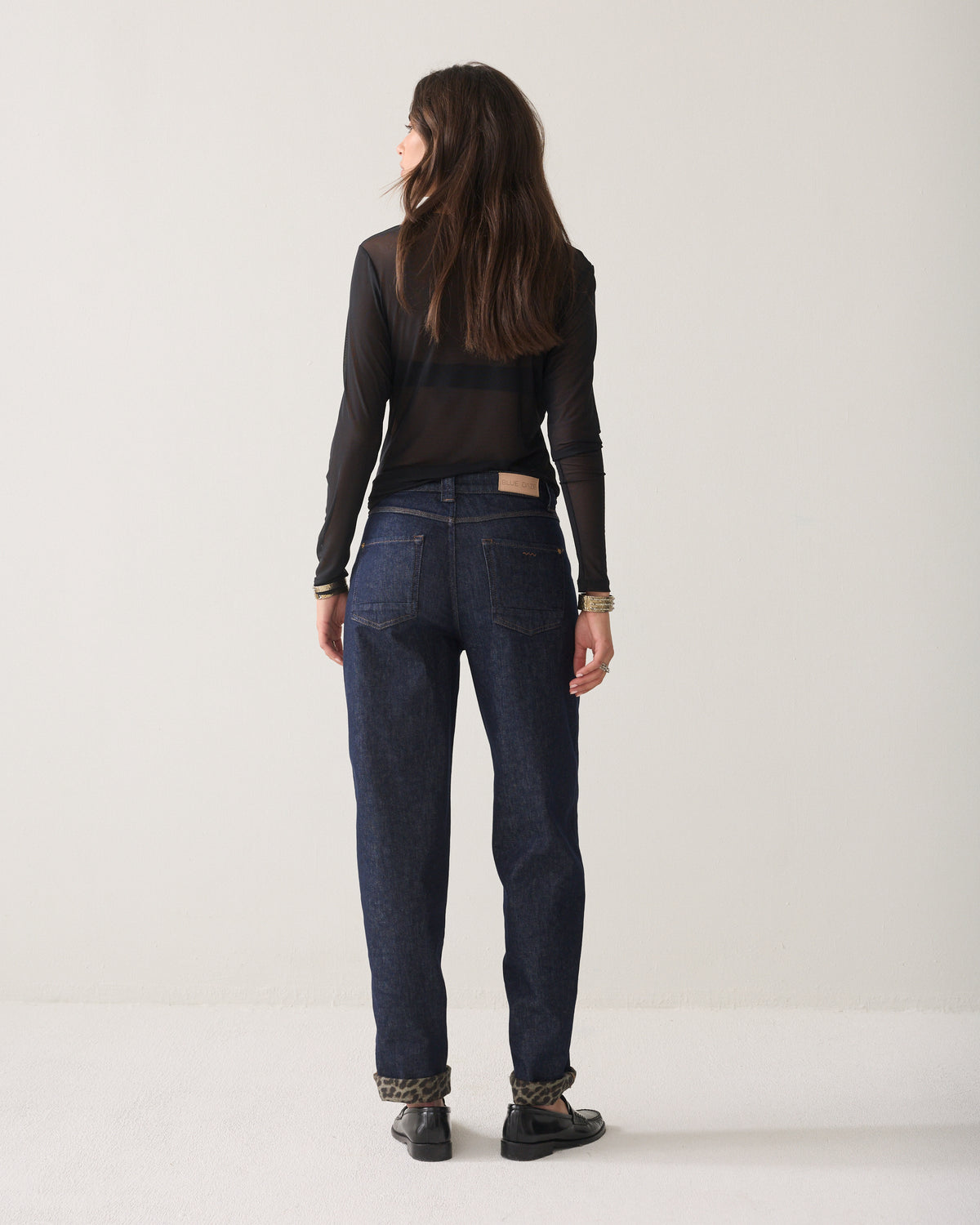 Barrel-fit leopard-print jeans