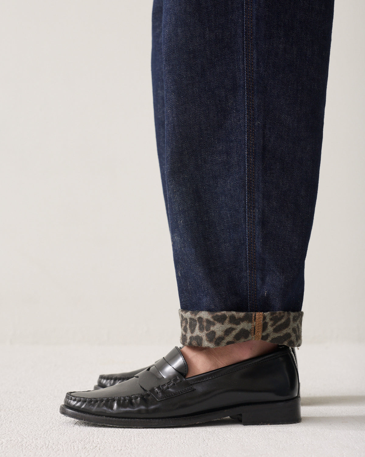 Barrel-fit leopard-print jeans