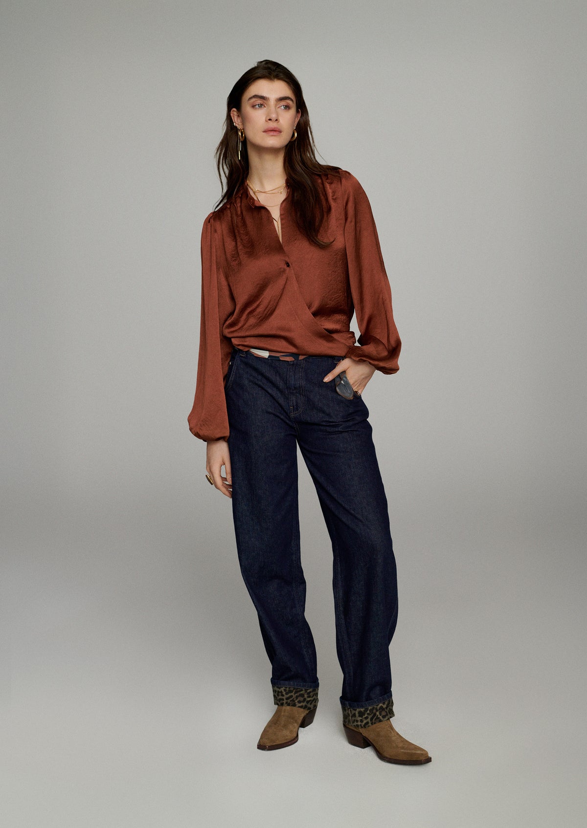 Barrel-fit leopard-print jeans