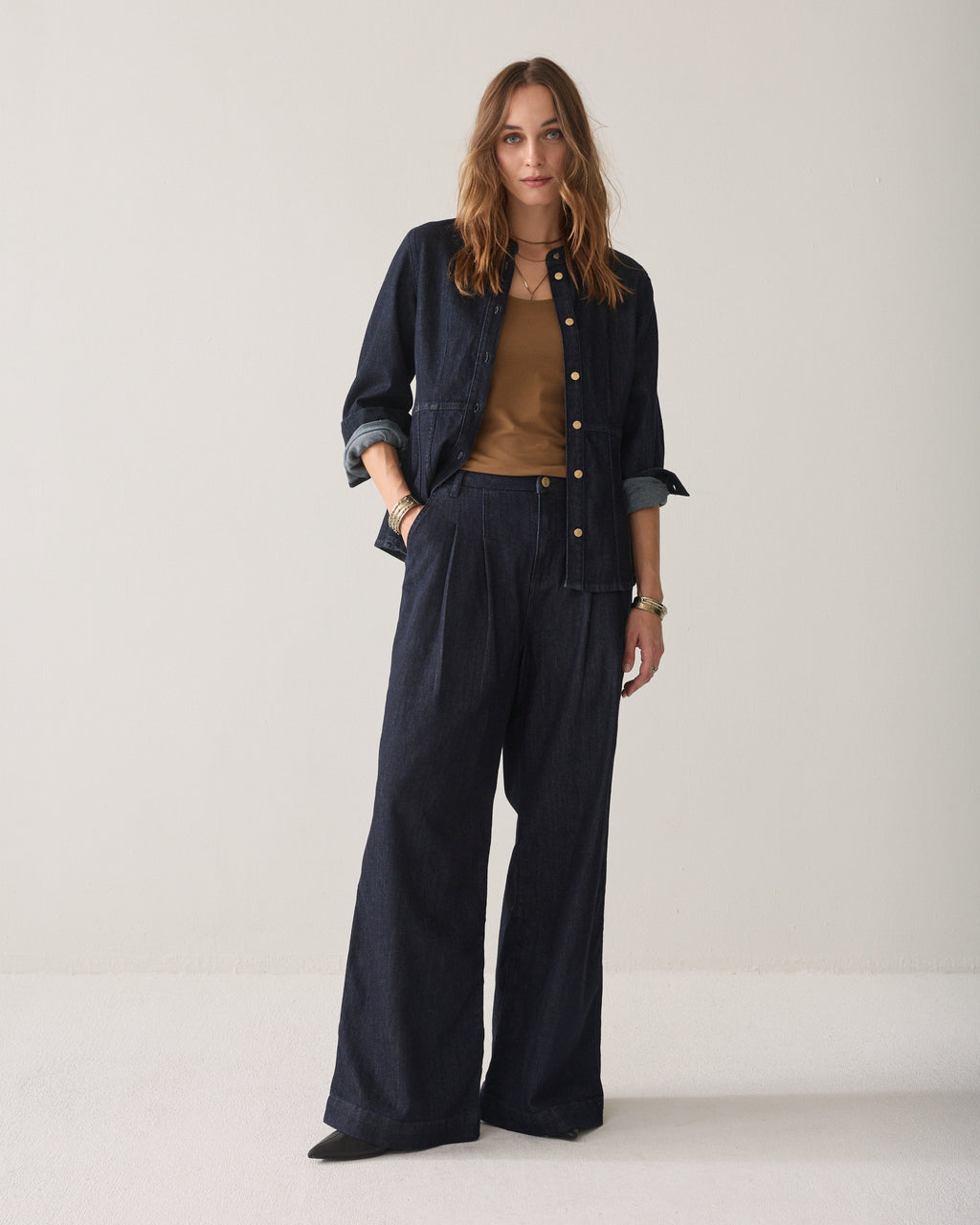Wide-leg jeans, rinse wash