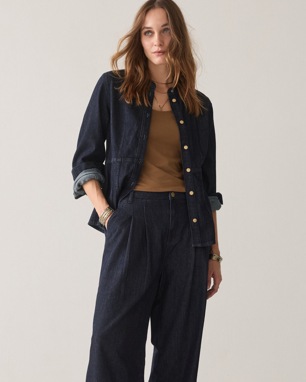 Wide-leg jeans, rinse wash