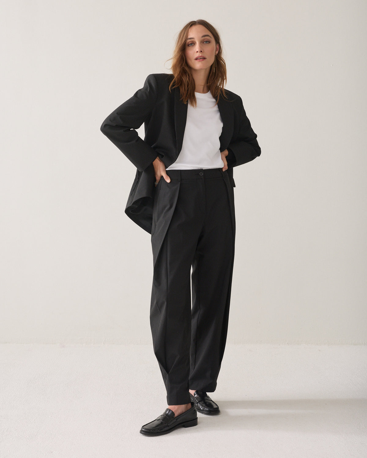 Pinstripe balloon-fit trousers