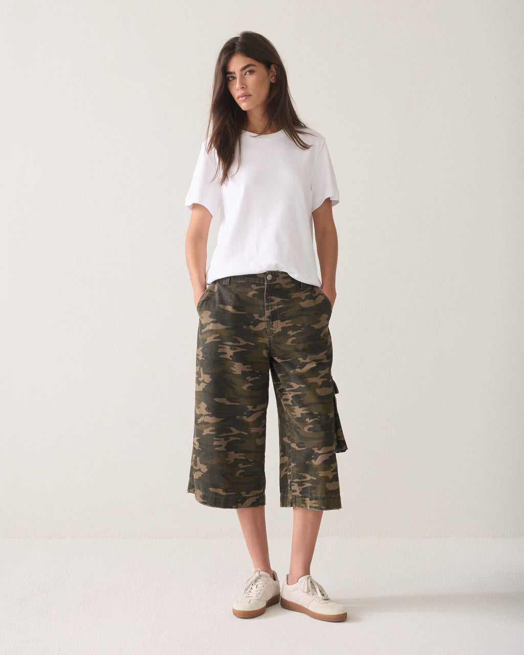 Jorts with camouflage print