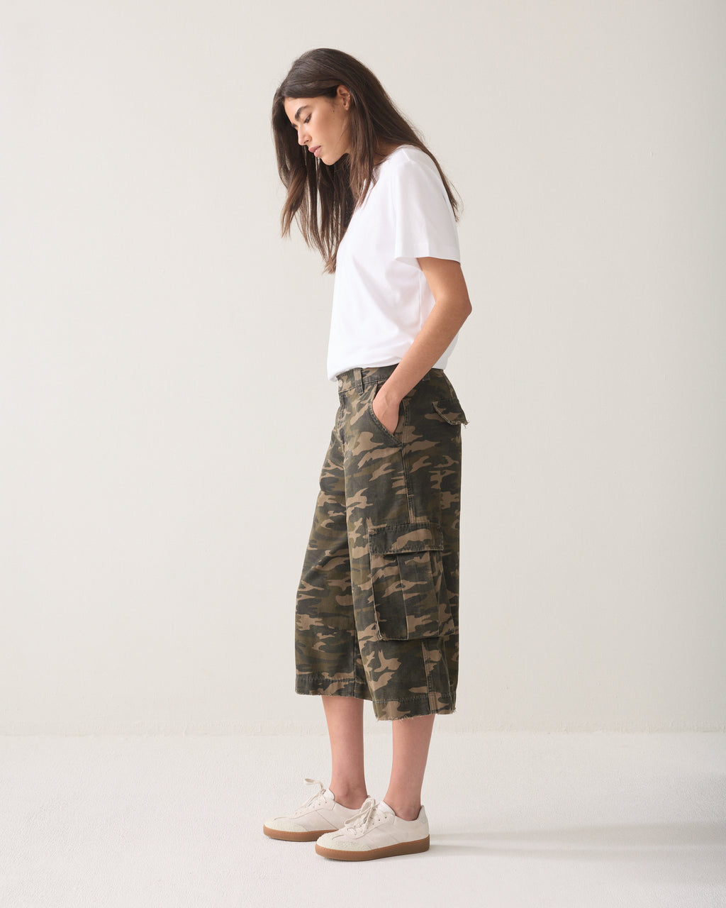 Jorts with camouflage print