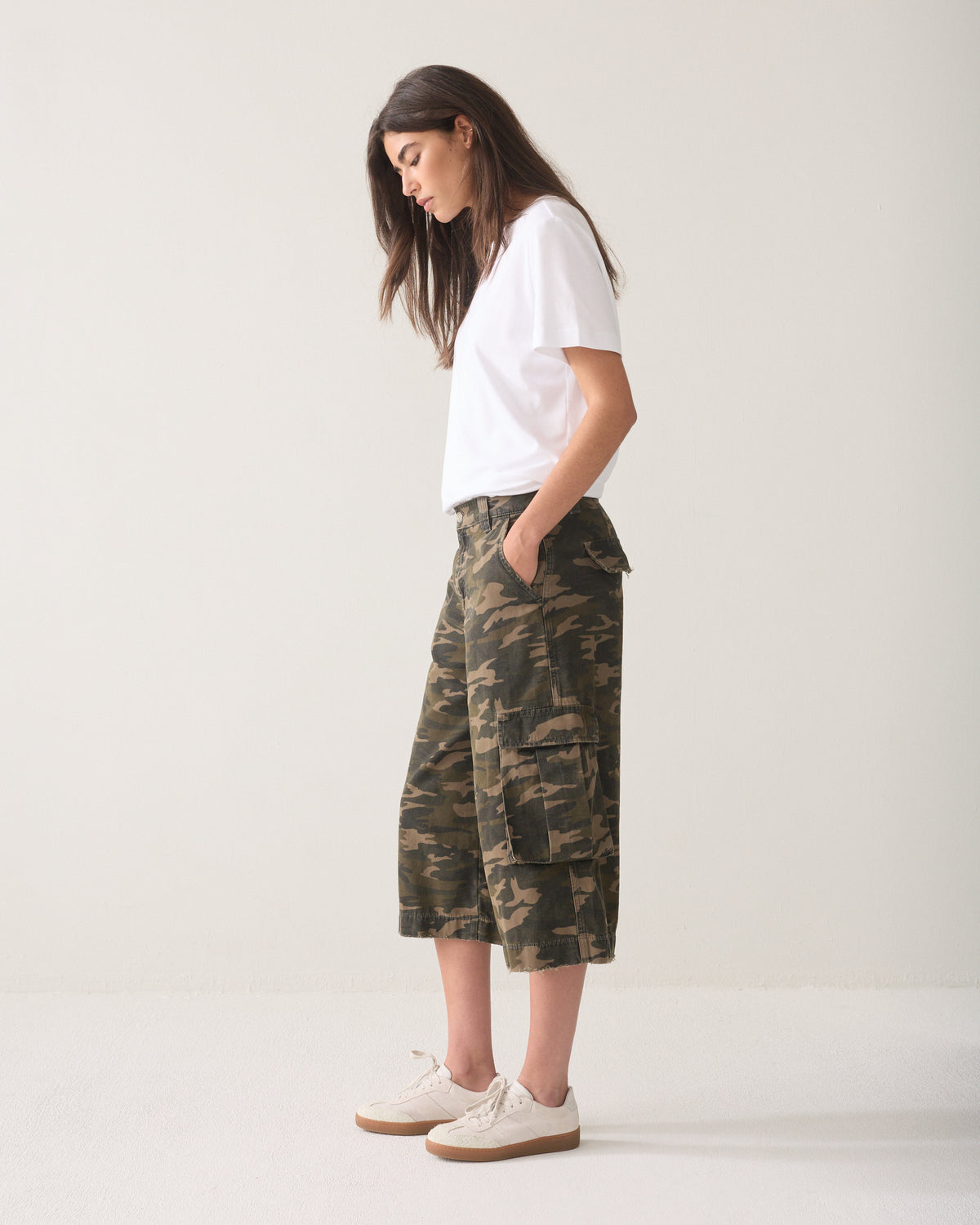 Jorts with camouflage print