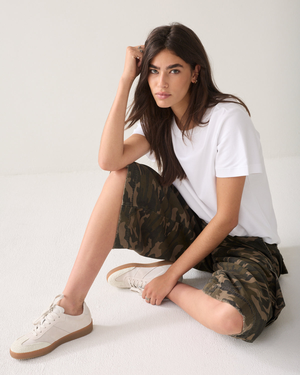 Jorts with camouflage print