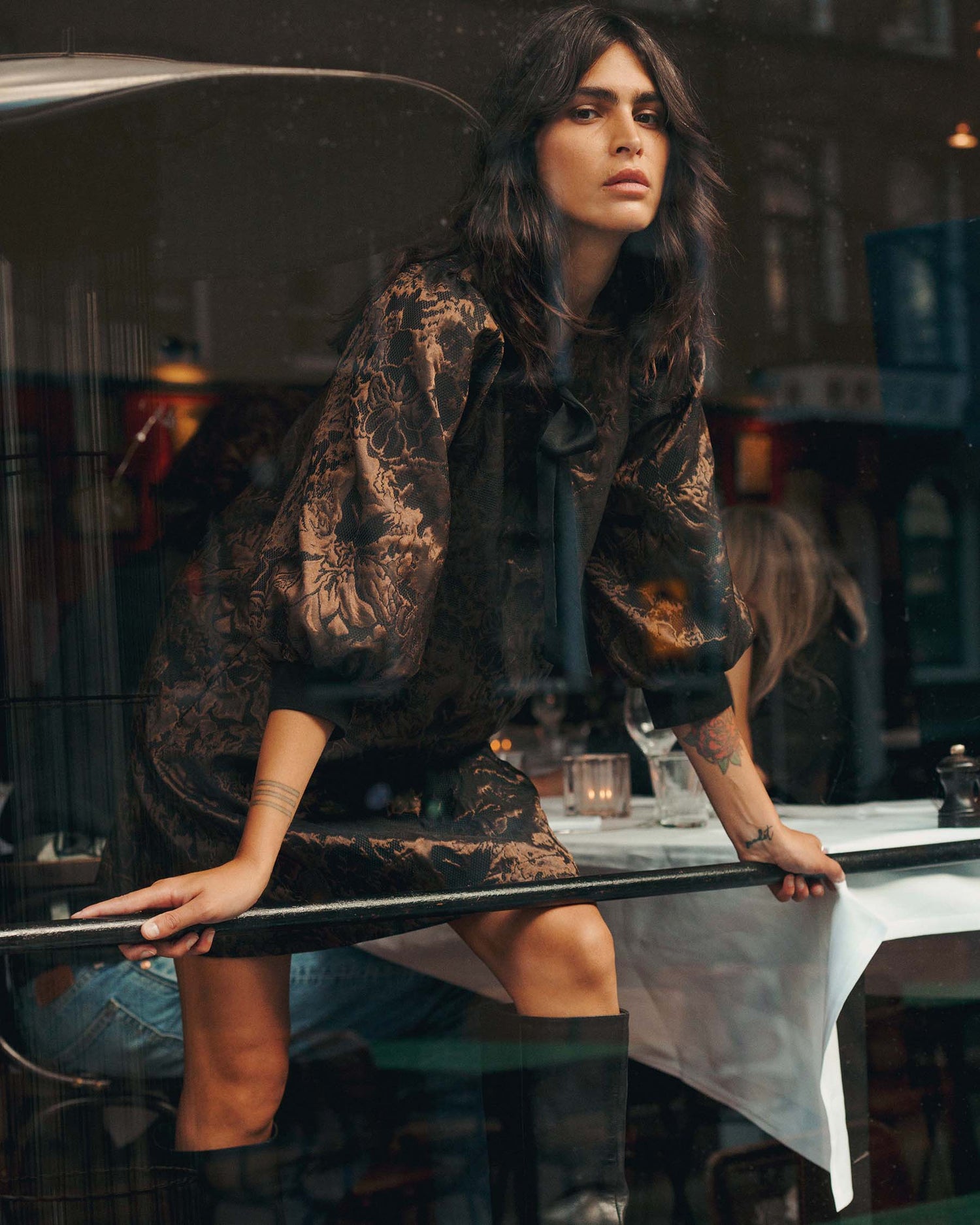 A-Linien-Kleid aus Jacquard-Stoff