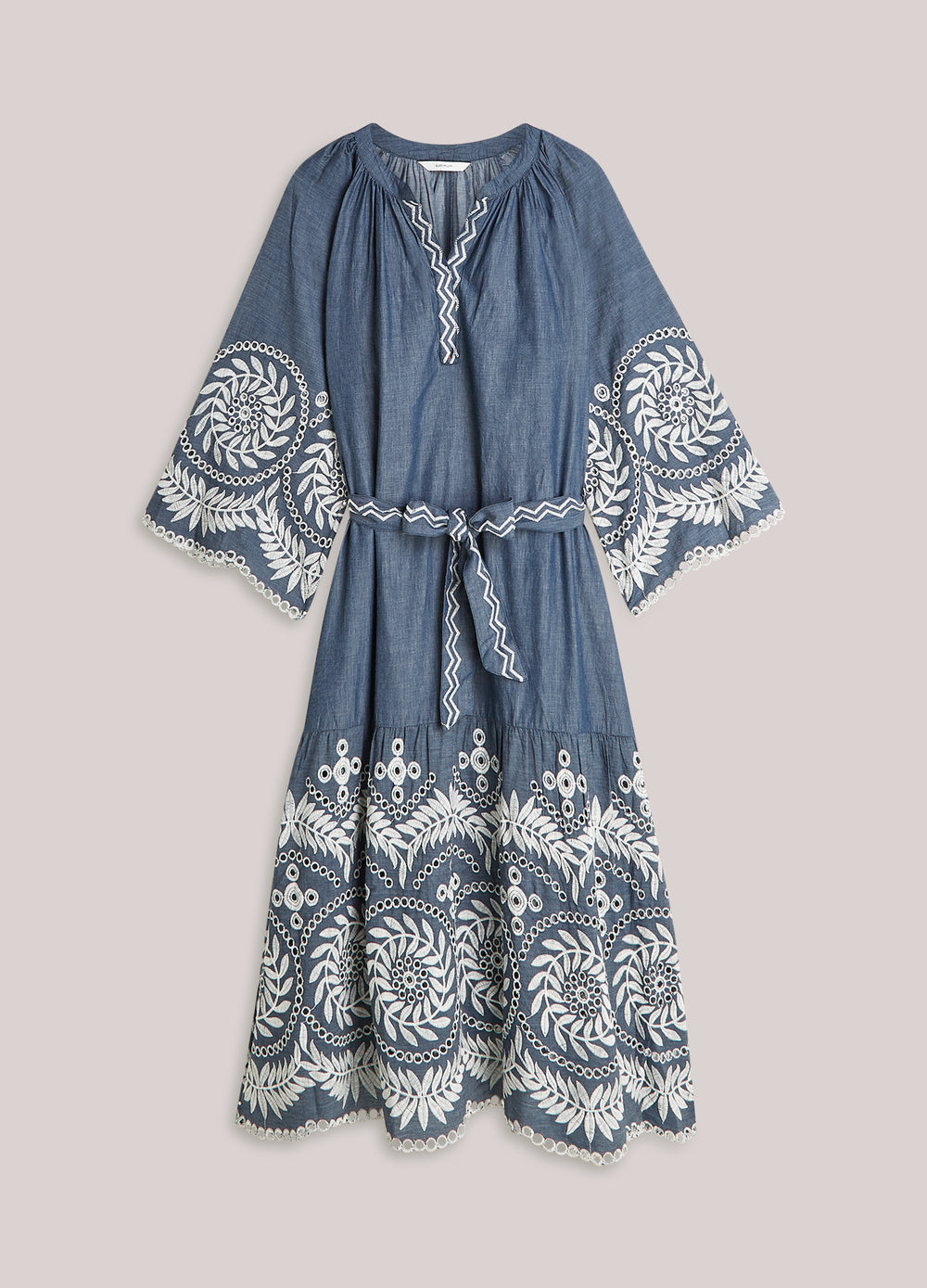 Chambray jurk borduur