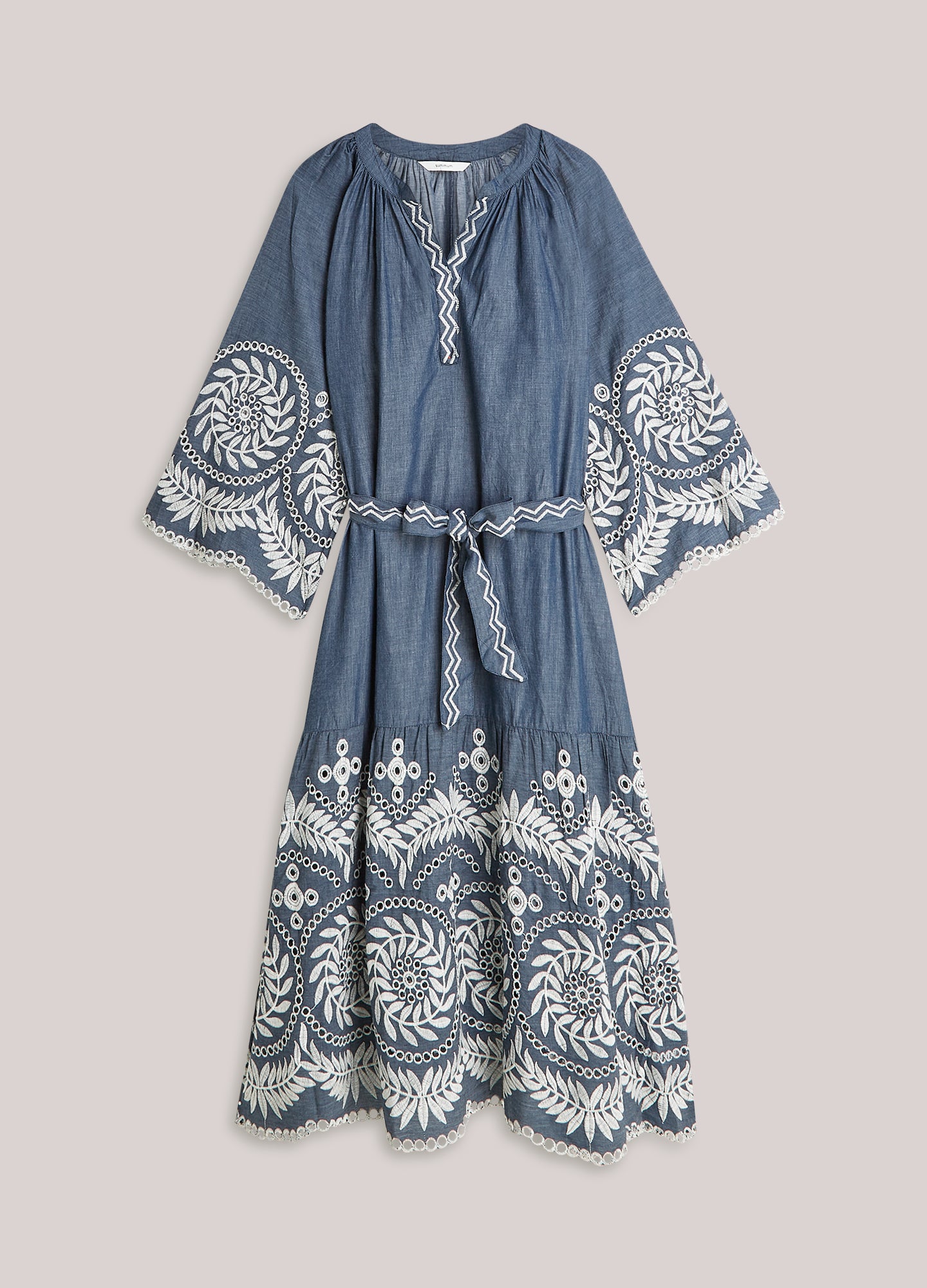 Chambray jurk borduur