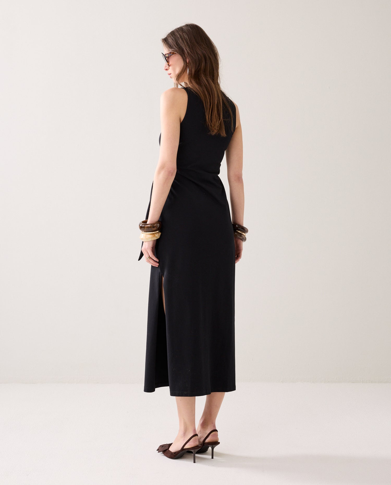 Ankle-length stretch cotton dress Summum Ankle-length stretch cotton dress Summum