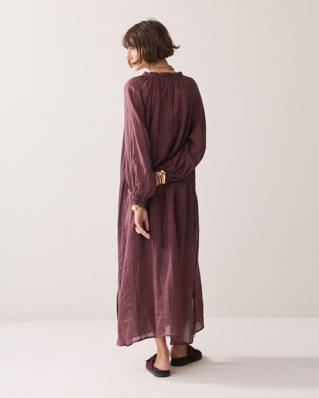 Robe longue cheville en coton stretch