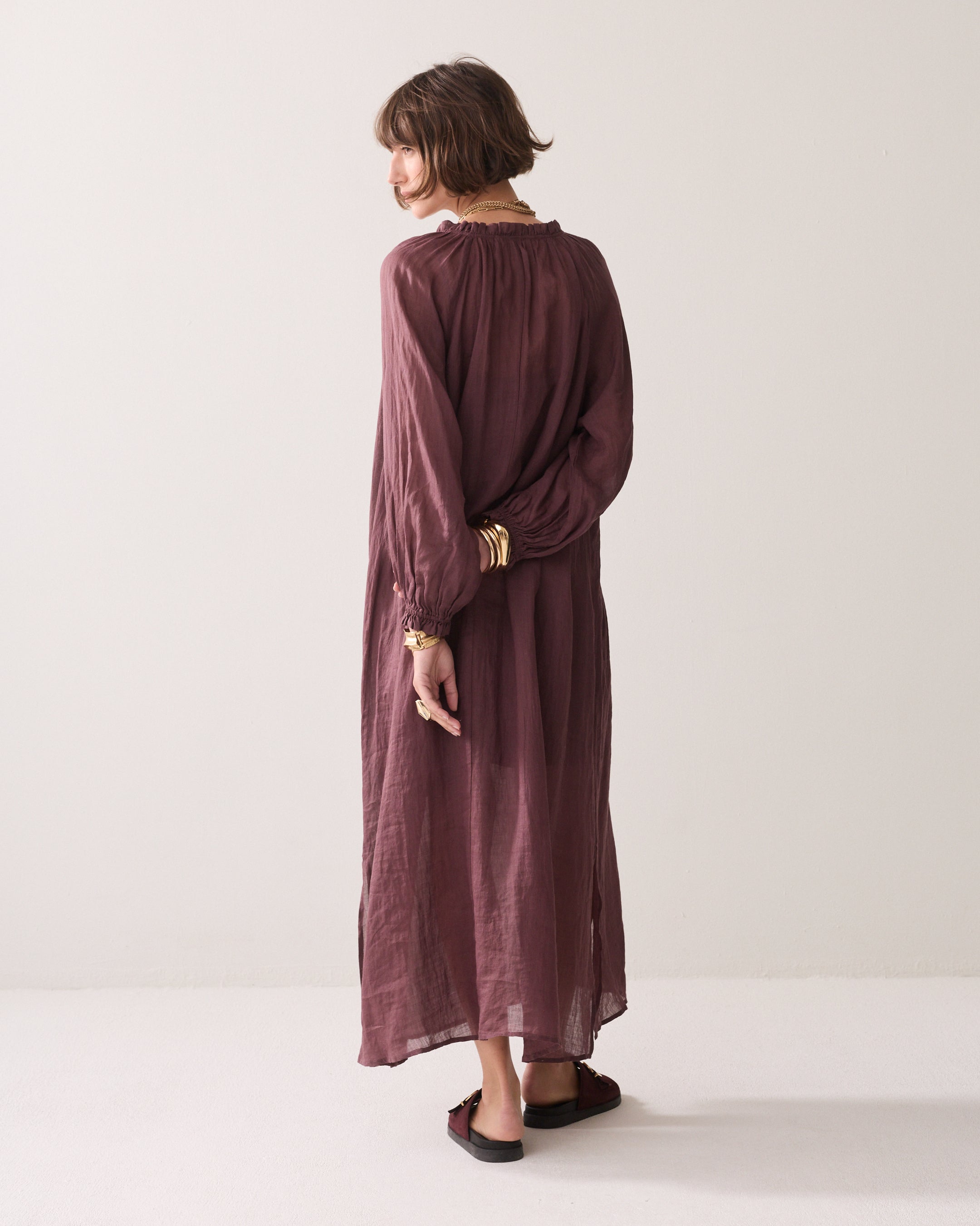 Robe longue cheville en coton stretch