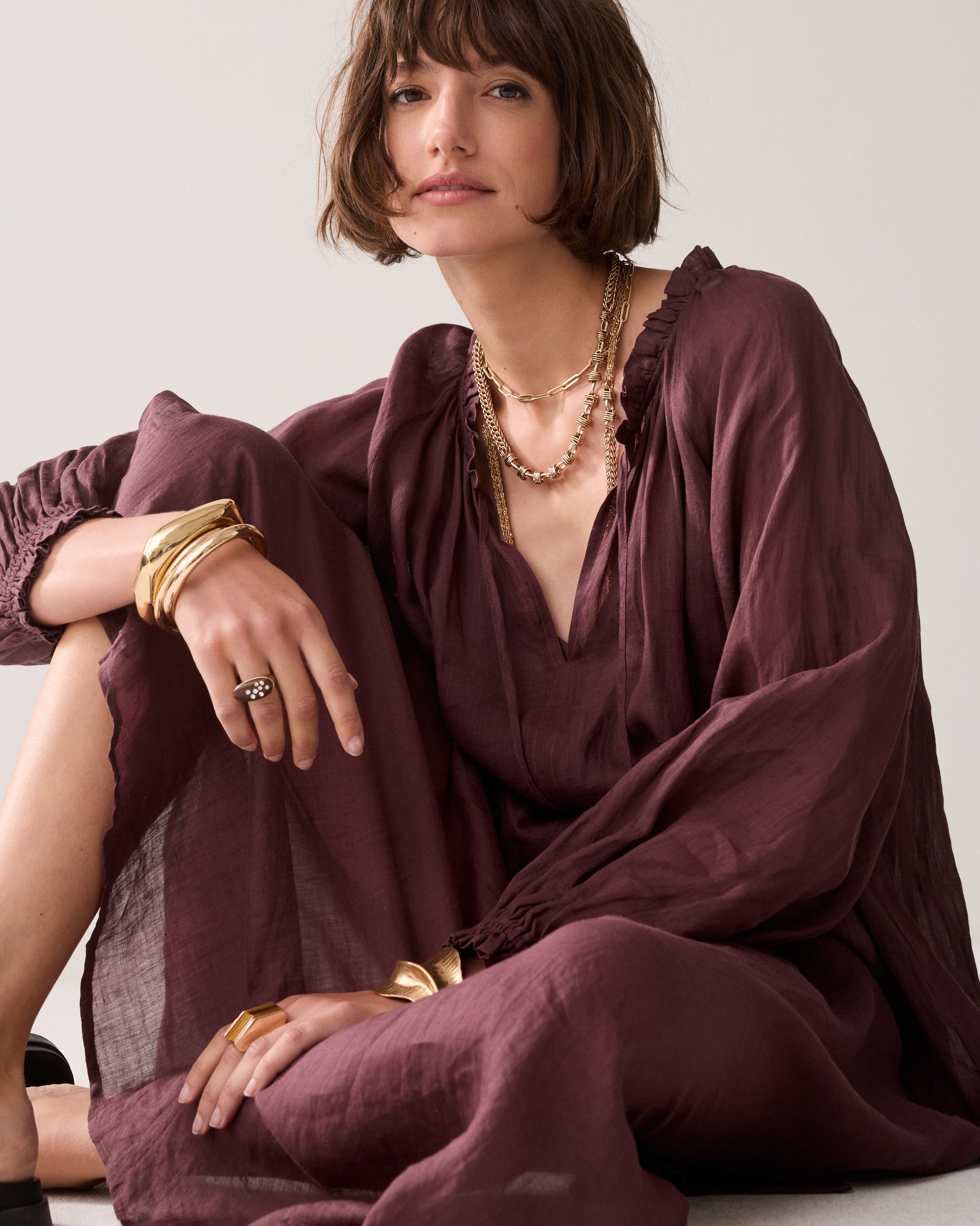 Robe longue cheville en coton stretch