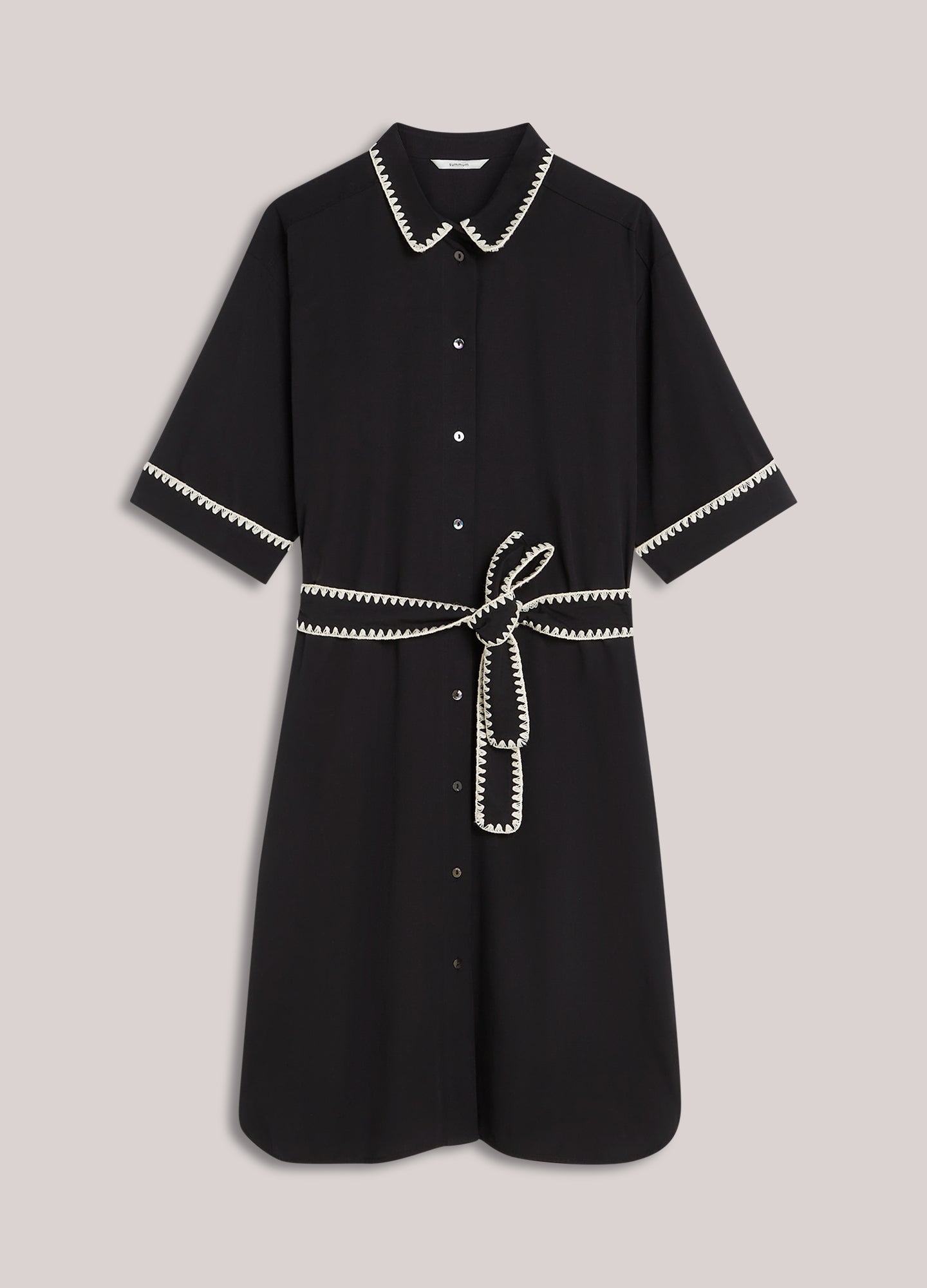 Shirt dress with festoon stitching