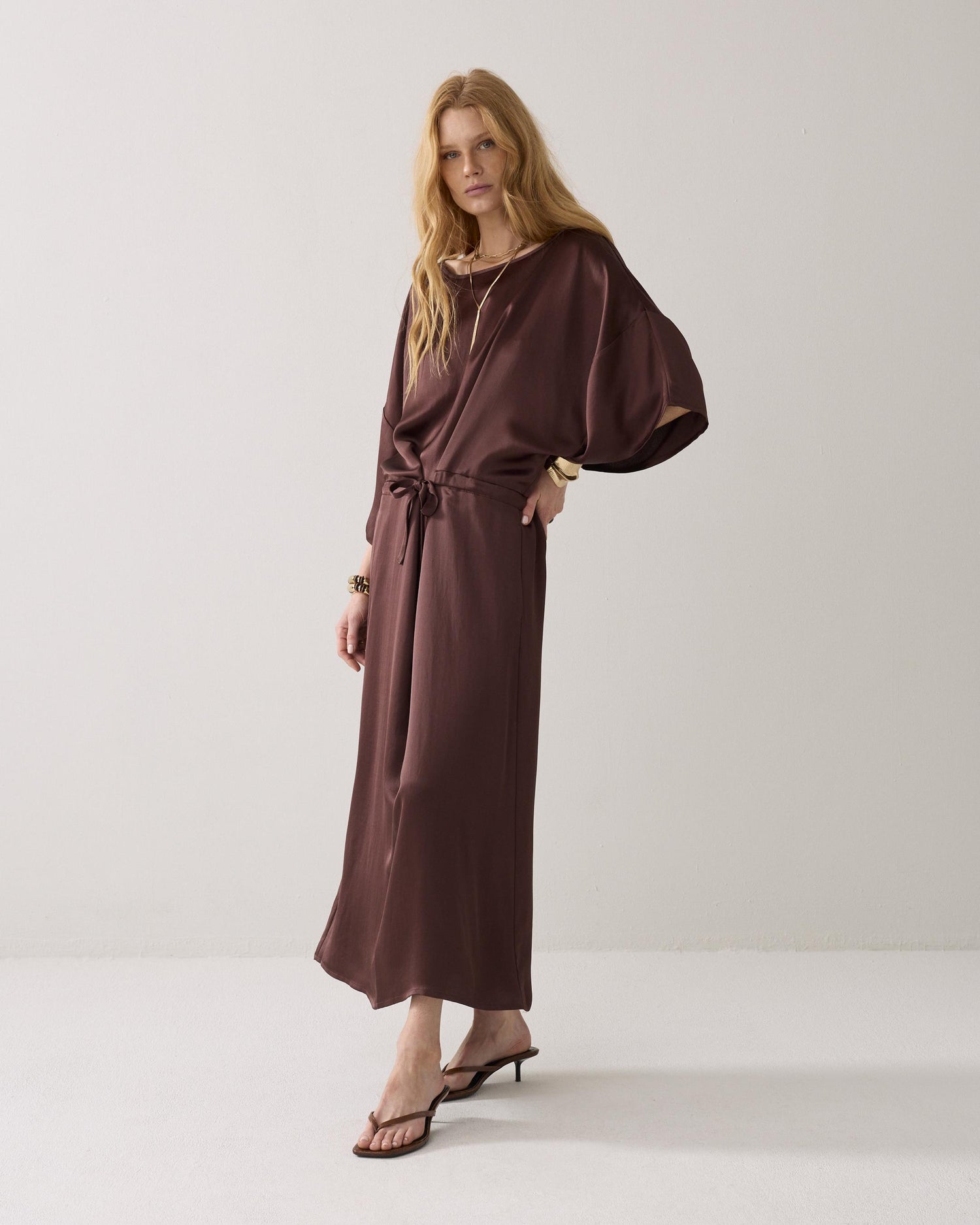 Robe midi en qualité silky
