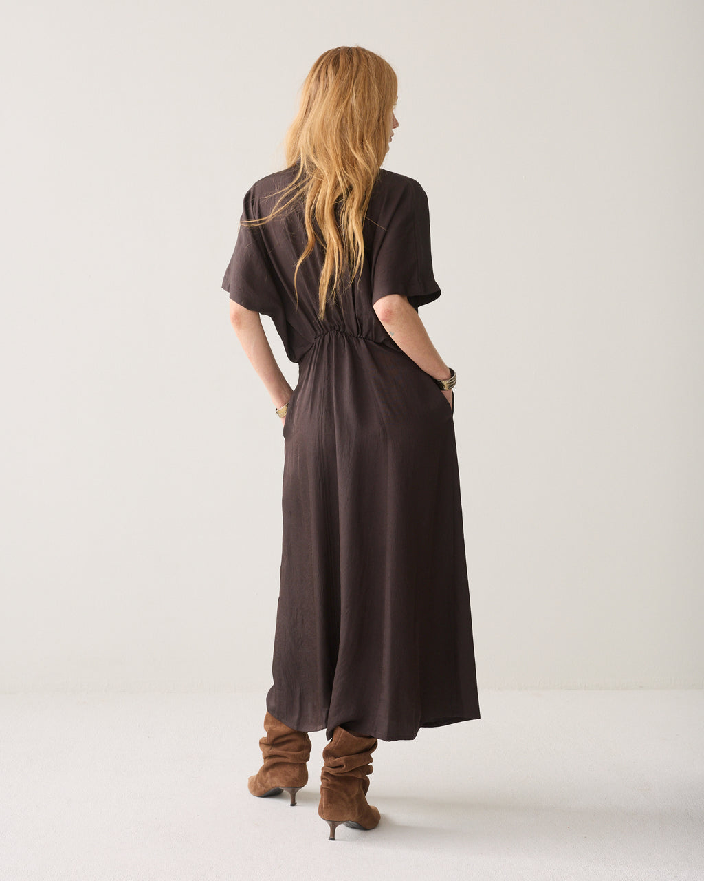 Shiny button-down dress
