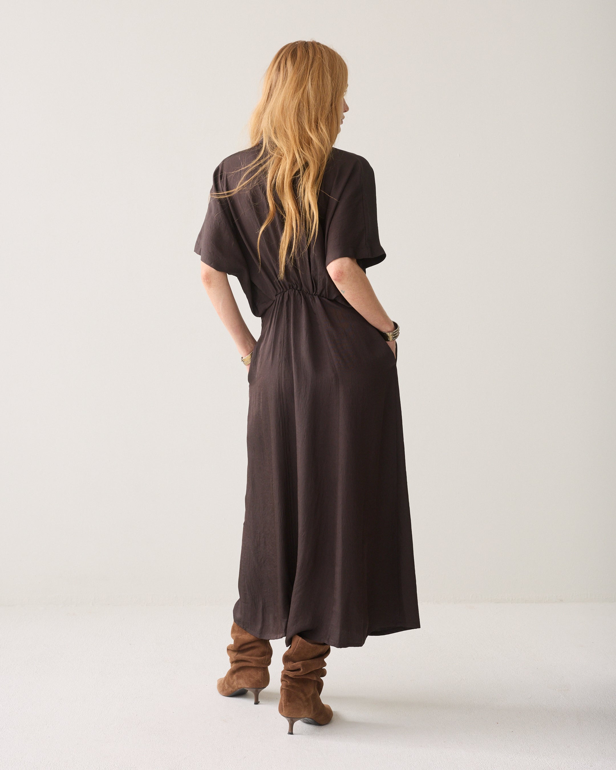 Shiny button-down dress
