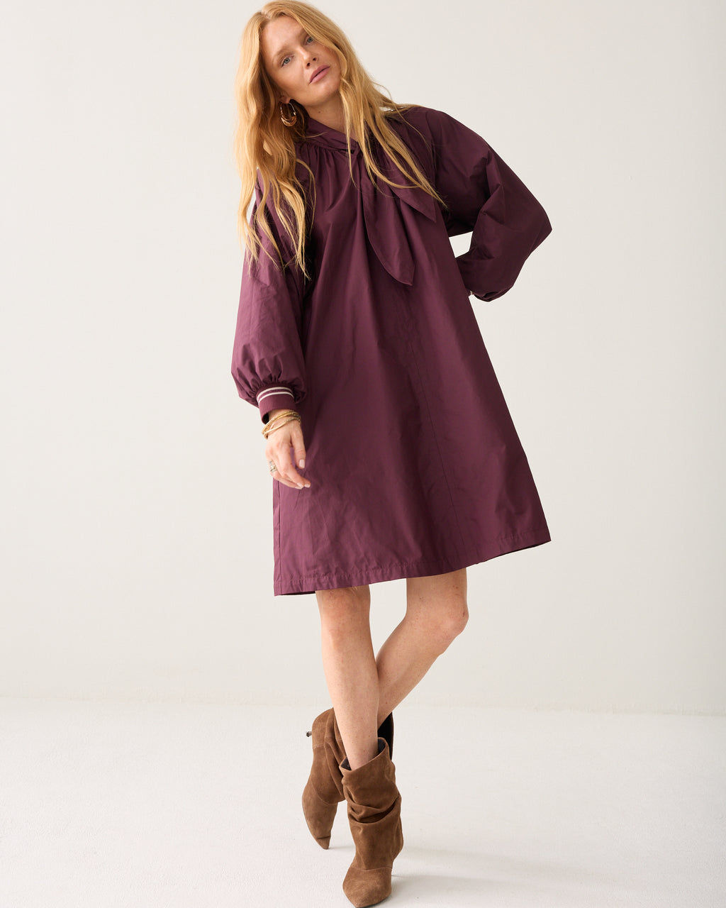 Taffeta dress with bow