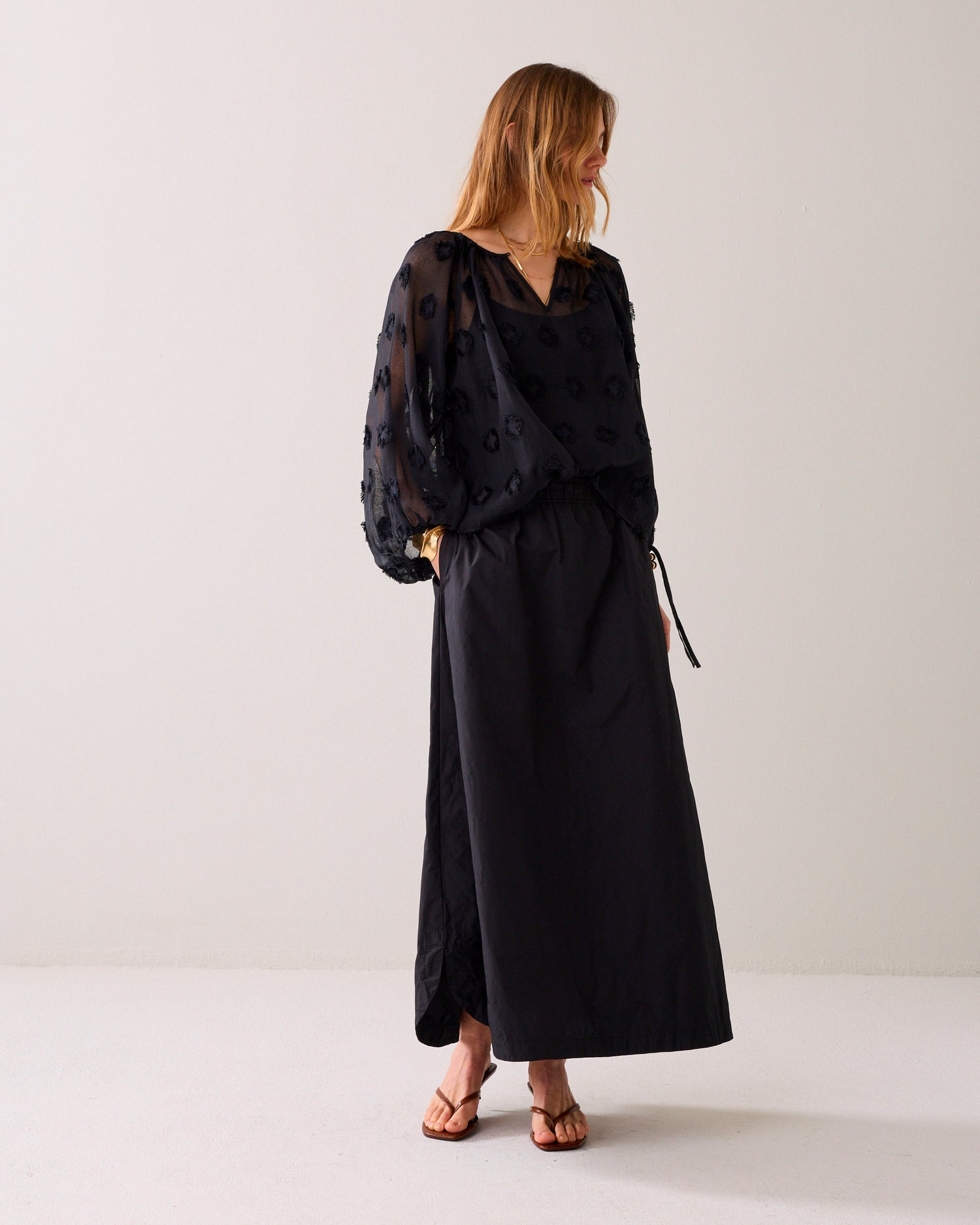 Jupe longue en taffetas