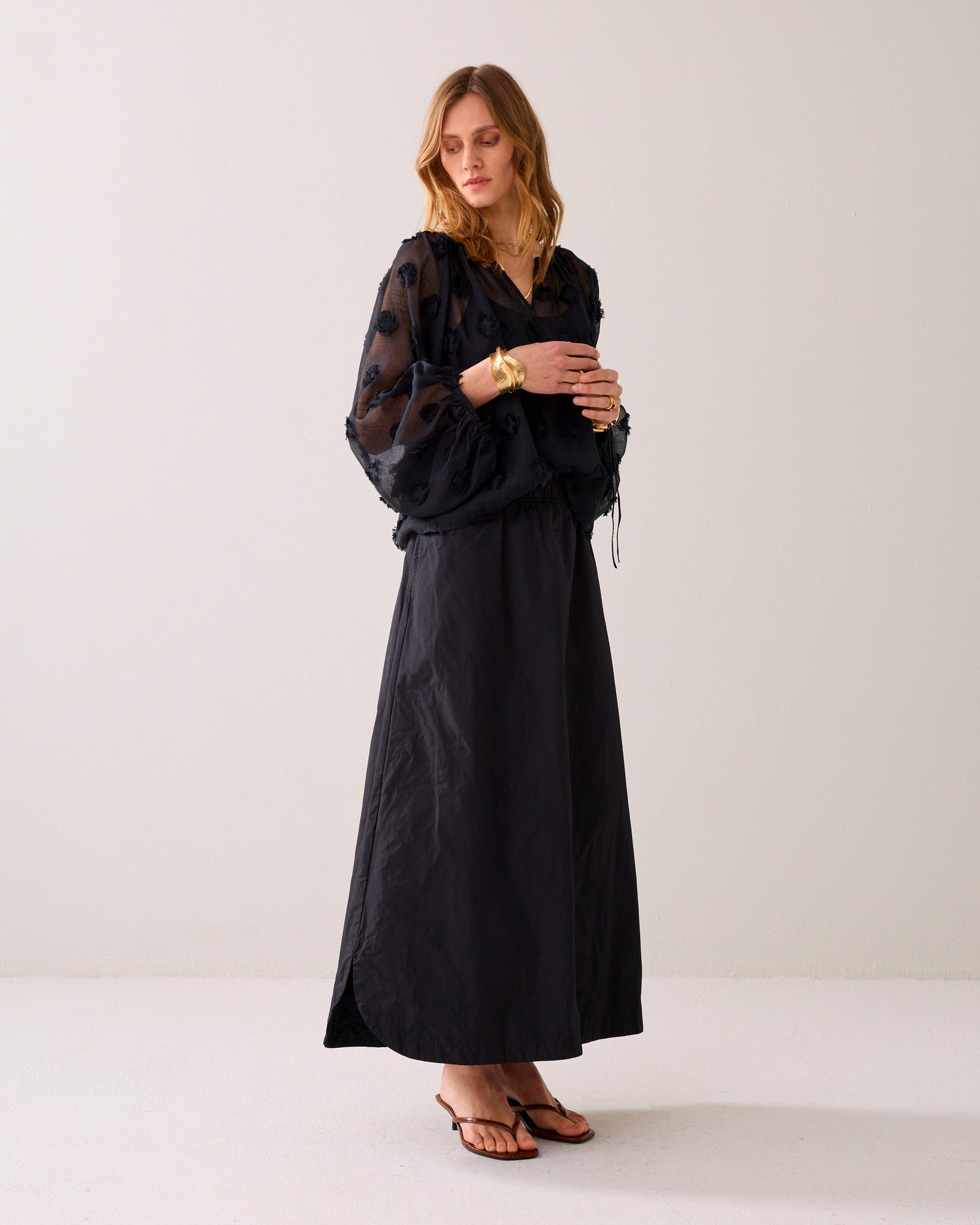 Jupe longue en taffetas