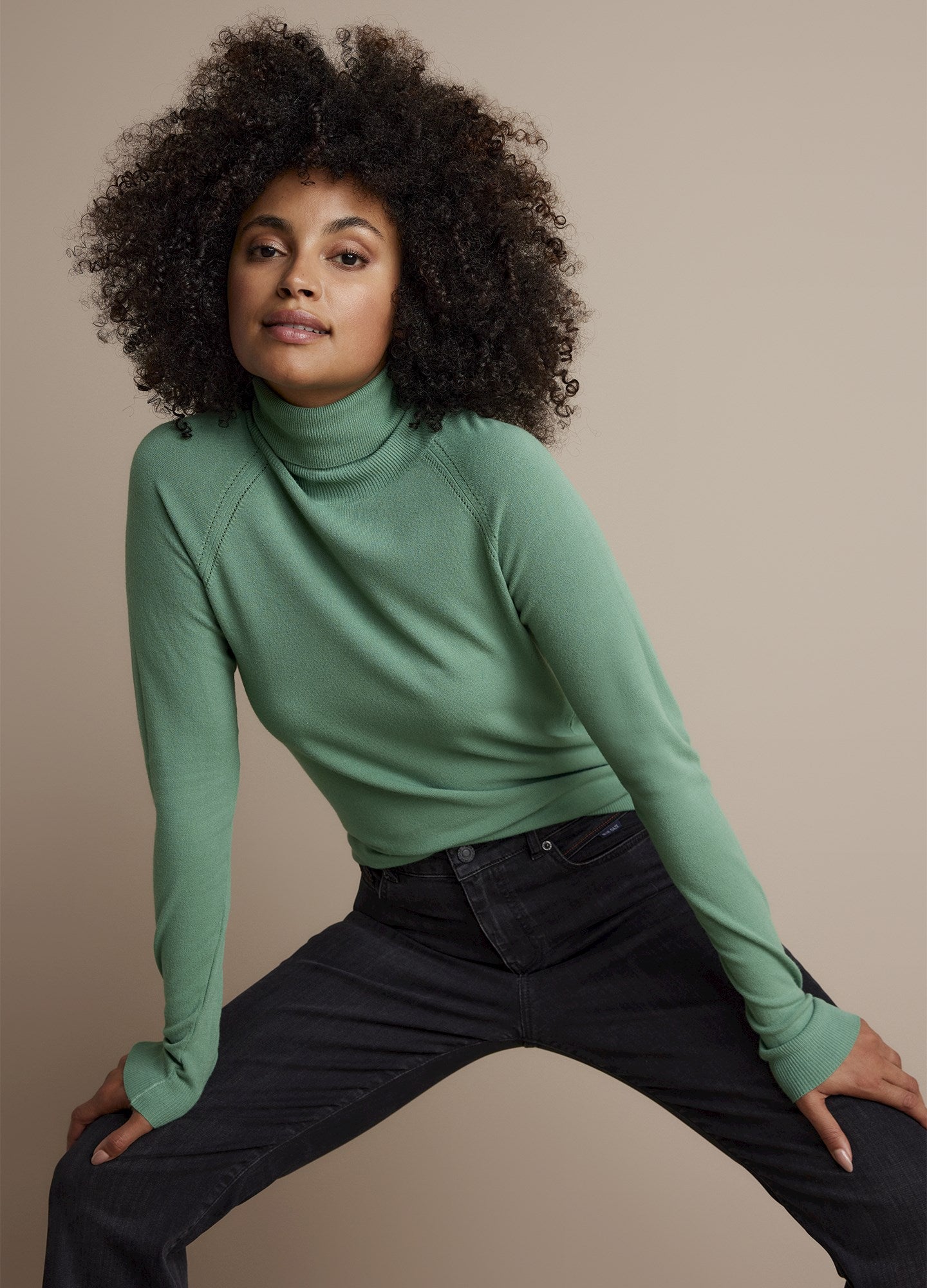 Relaxed polo neck jumper