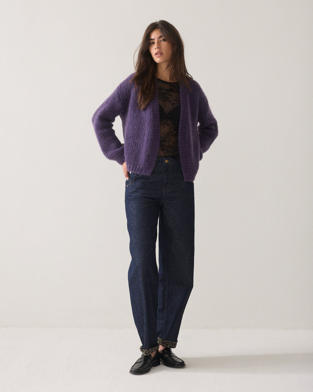 Oversized open cardigan