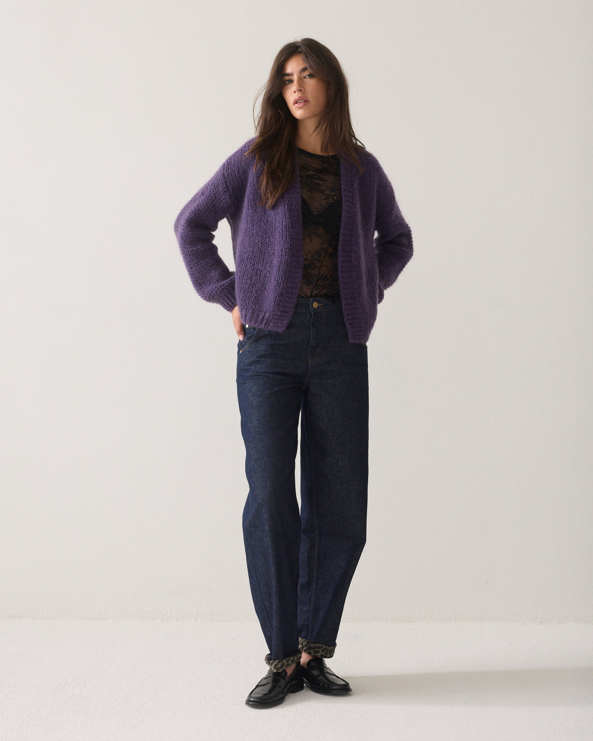 Oversized open cardigan