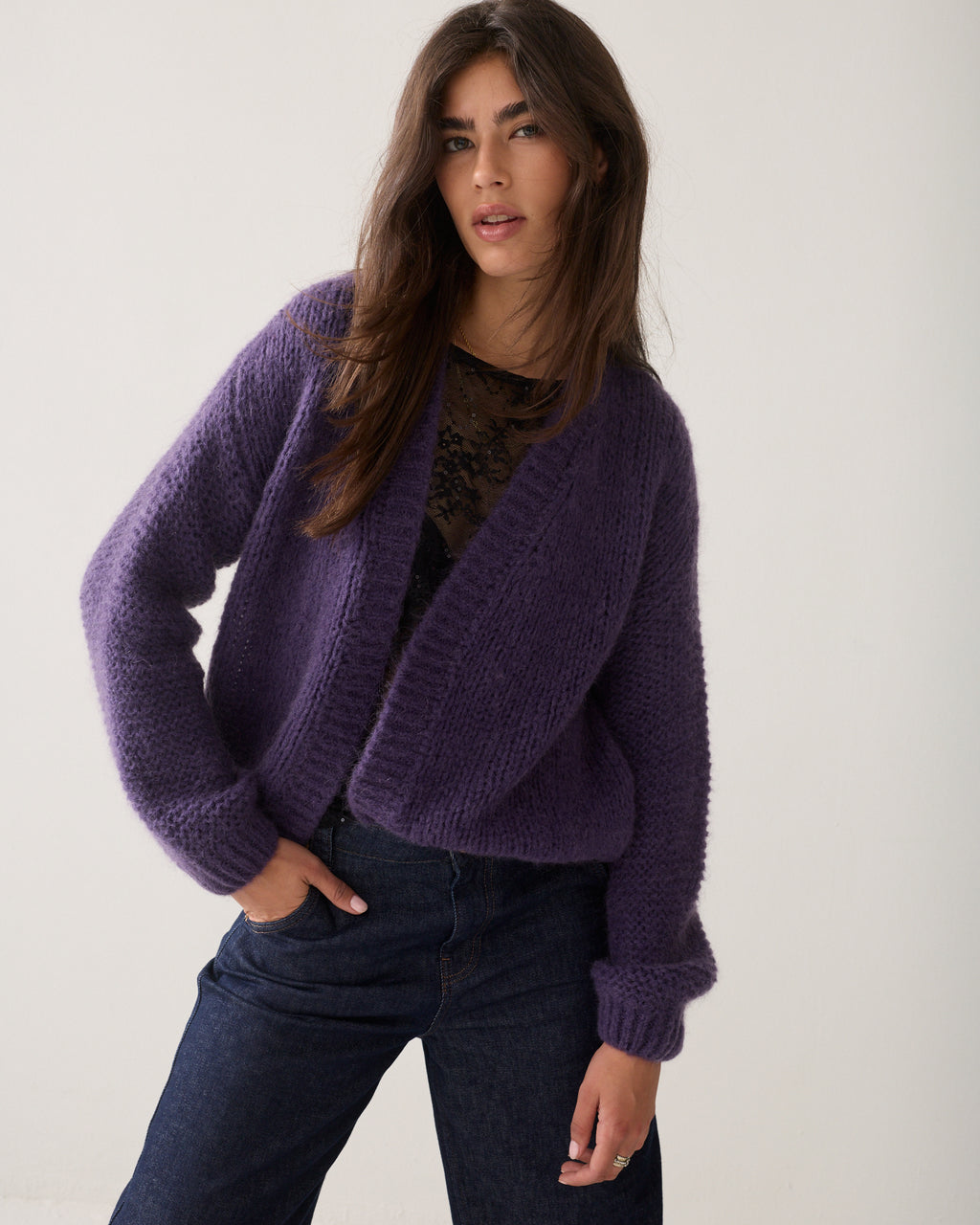 Oversized open cardigan
