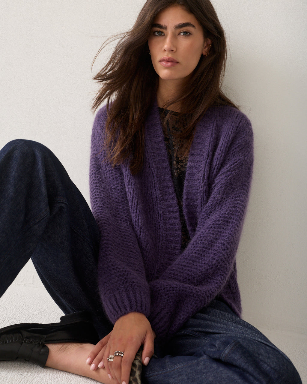 Oversized open cardigan