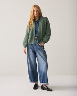 Soft cardigan with puff sleeves