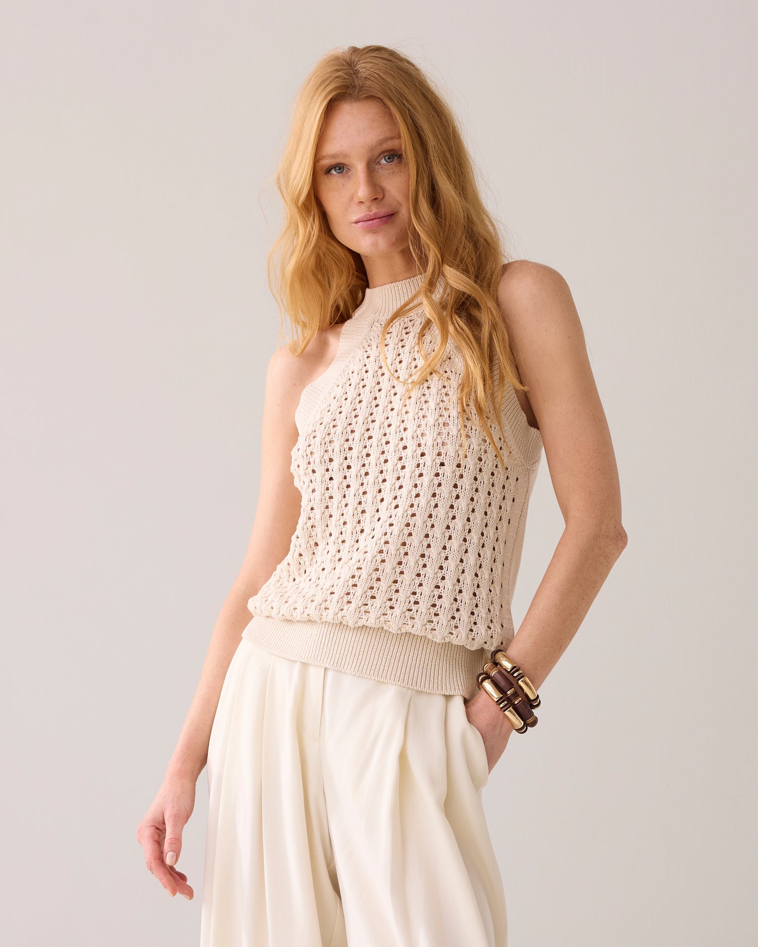 Neckholdertop italienisches Garn