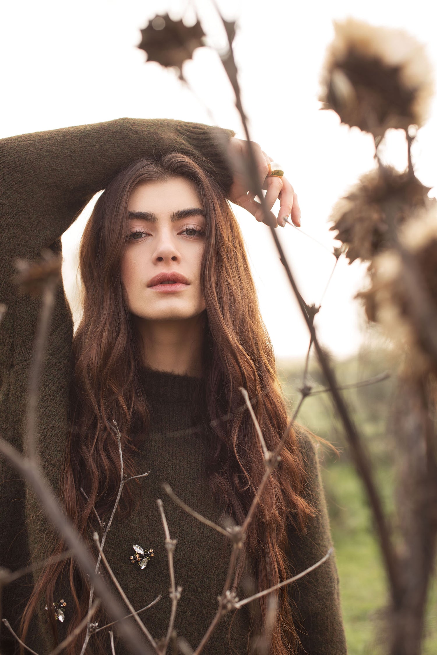 Jumper with brooches