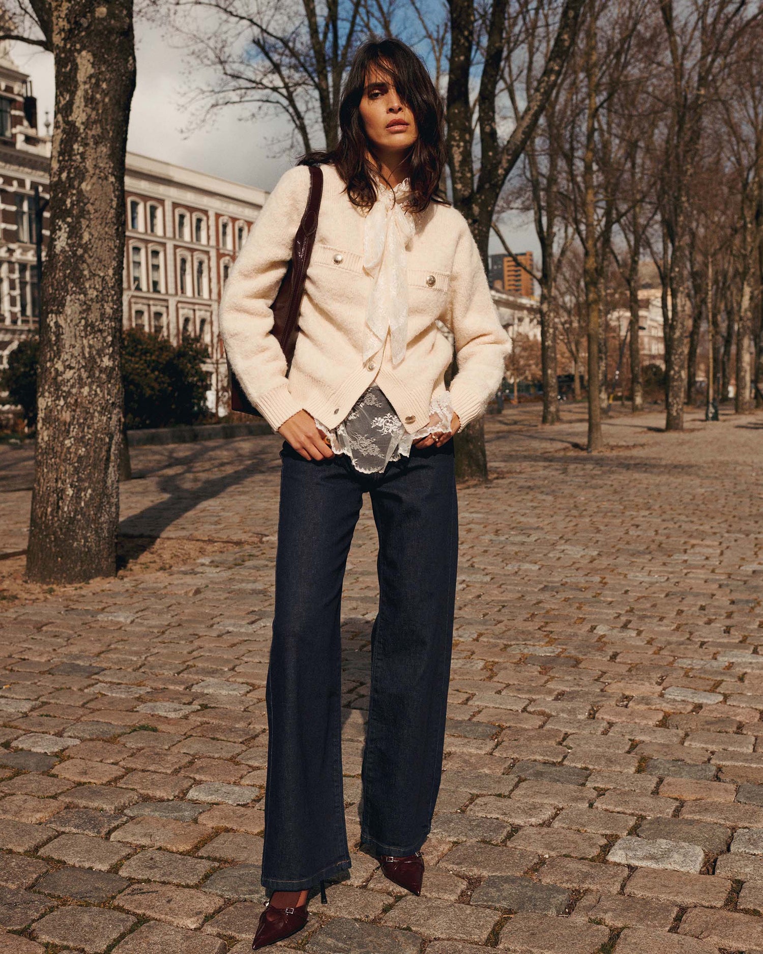 Cardigan in boucle yarn