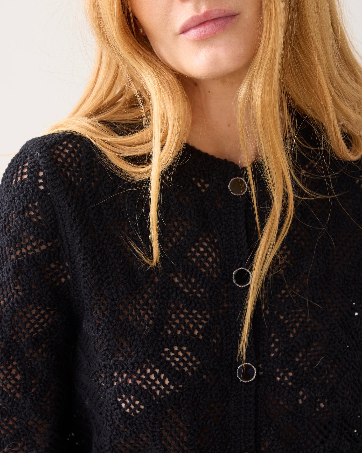 Straight-fit macramé cardigan