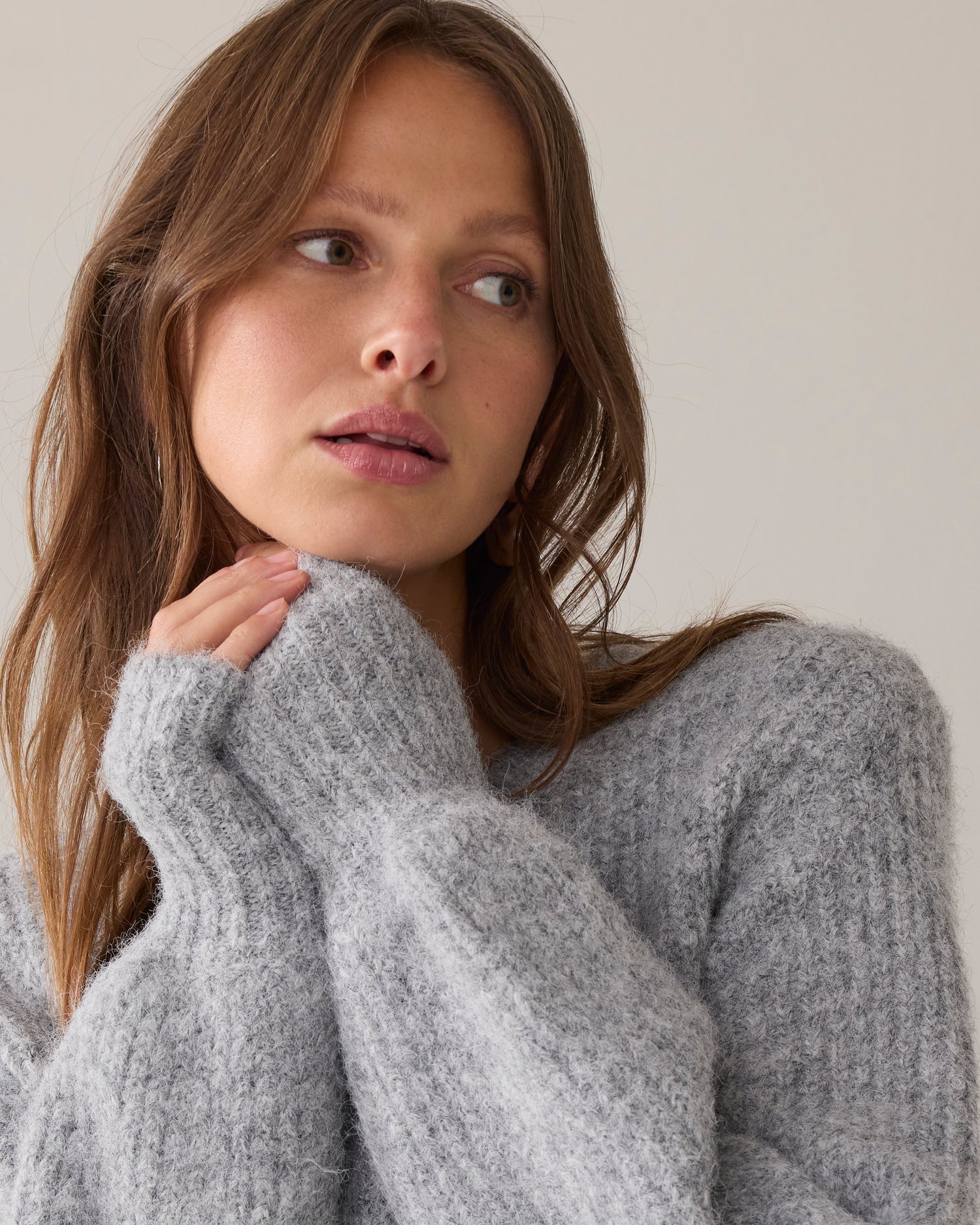 Knitted cardigan with large puff sleeves