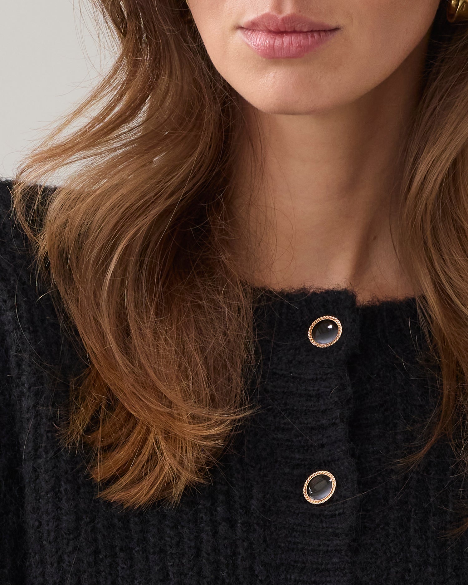 Knitted cardigan with large puff sleeves