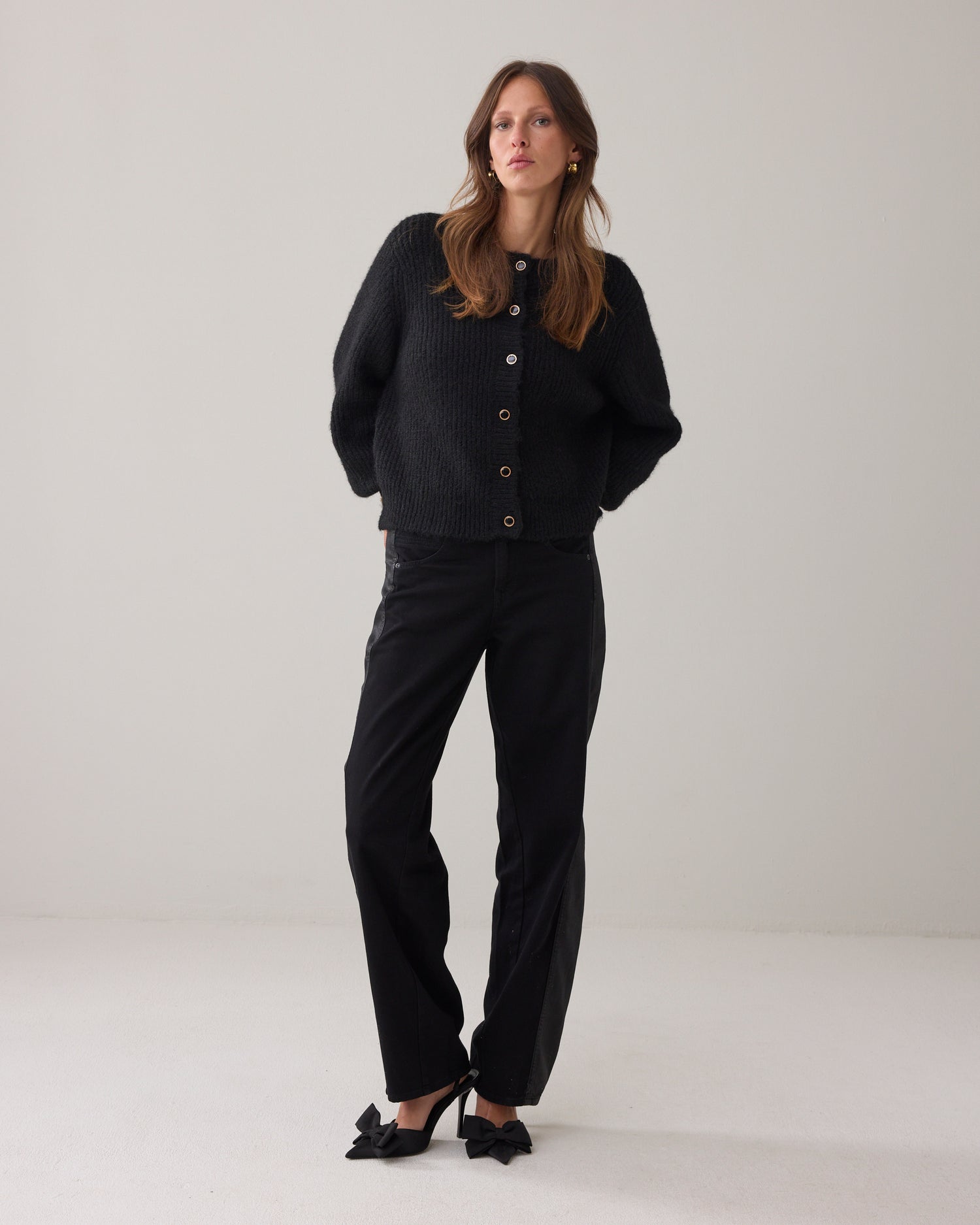 Gebreid vest met grote pofmouw